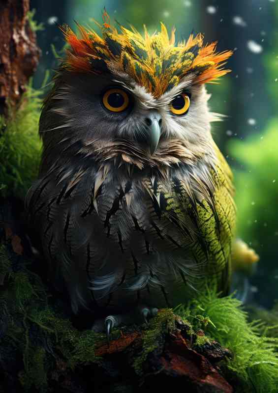 Forest Magic Observing Long-Eared Owls in Their Habitat | Metal Poster