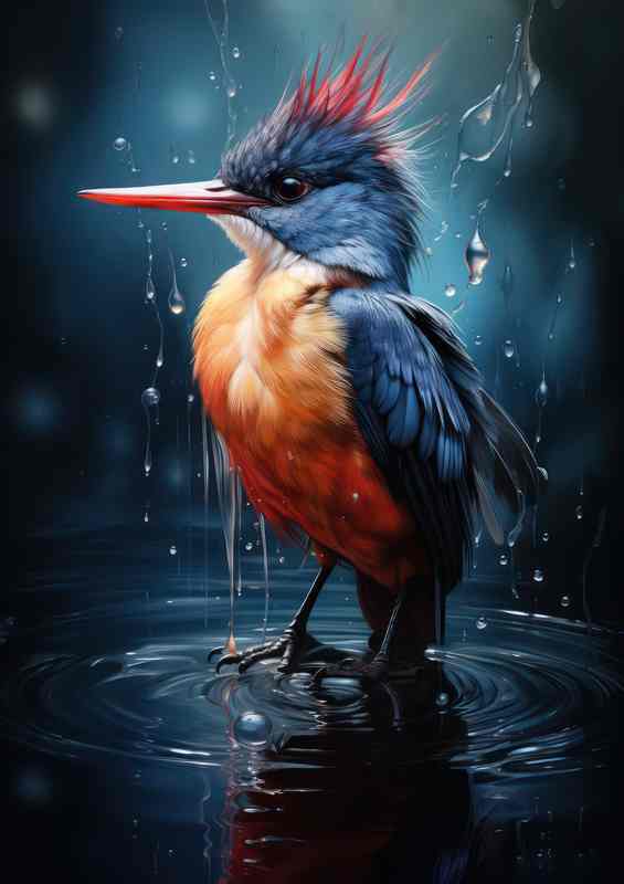 Jewels of the Waterways Kingfishers in their Habitat | Metal Poster