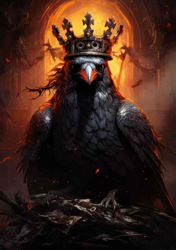 King Crow Sitting on his throne | Metal Poster
