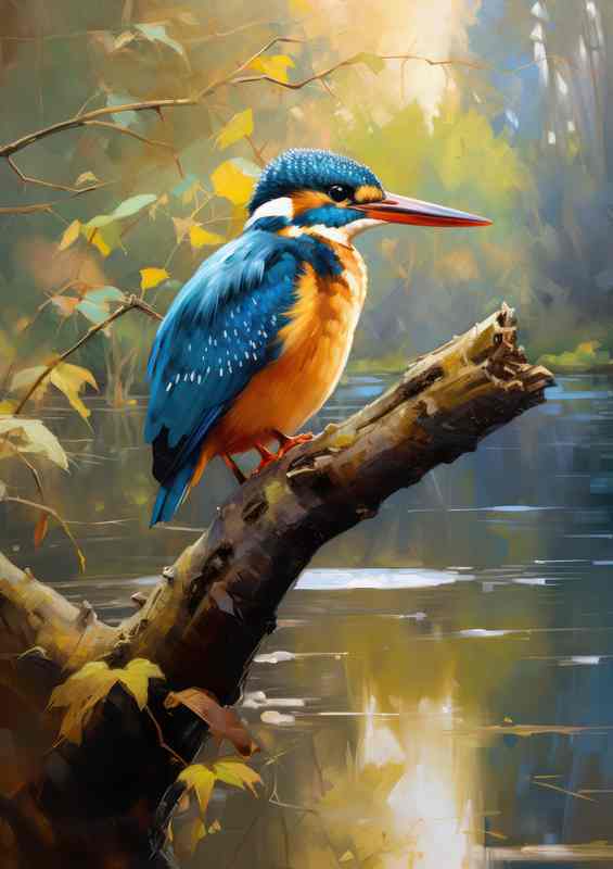 Kingfisher Birds at Rest Majestic Moments on the Perch | Metal Poster