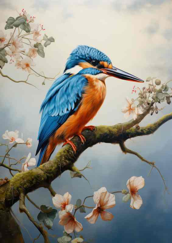Kingfisher Birds on a Tranquil Perch | Metal Poster