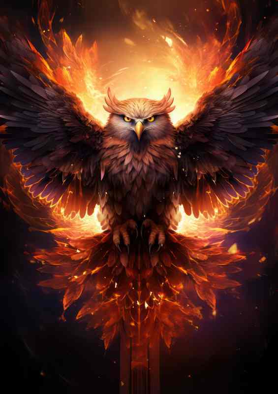 Owl Rising through the ashes | Metal Poster
