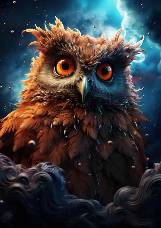 Owl in the night sky | Metal Poster