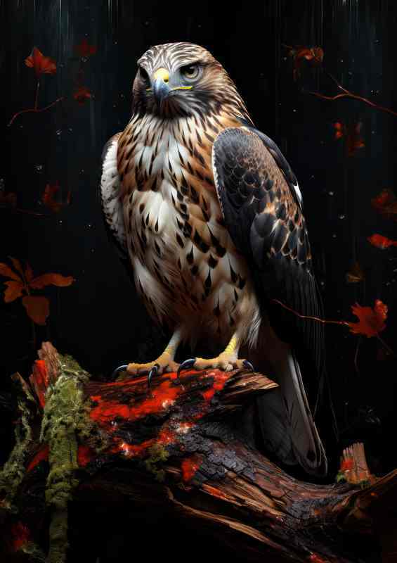 Perched Hawks A Study in Stillness and Power | Metal Poster