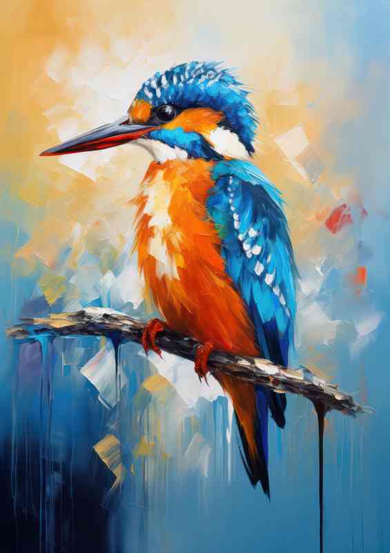 Perched Kingfisher Metal Poster