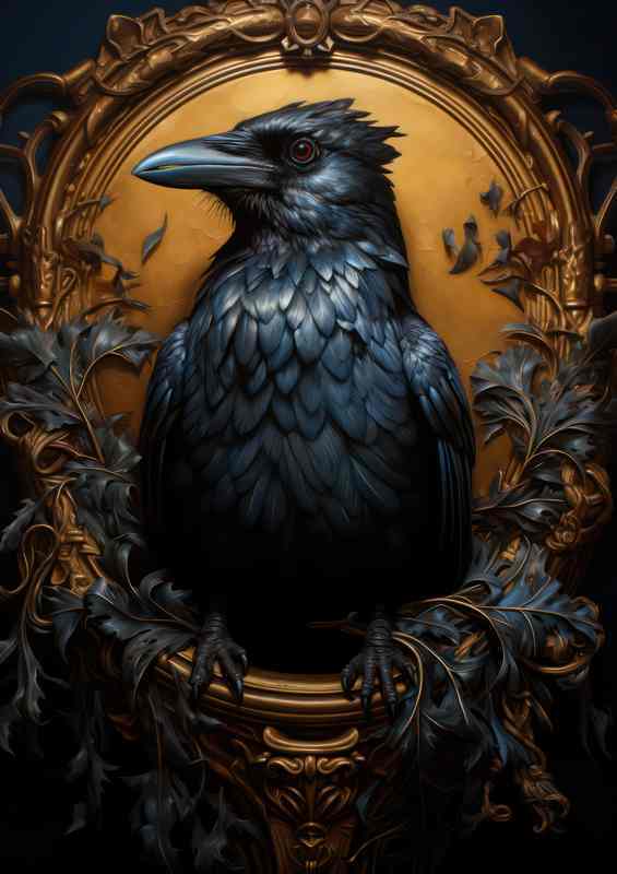 Raven the bird standing majestic | Metal Poster