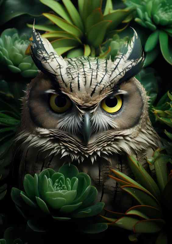 Silent Shadows Long Eared Owls in the Woods | Metal Poster