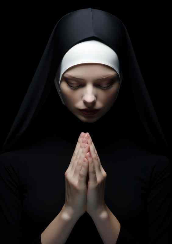 A woman in a nuns habit is praying | Metal Poster