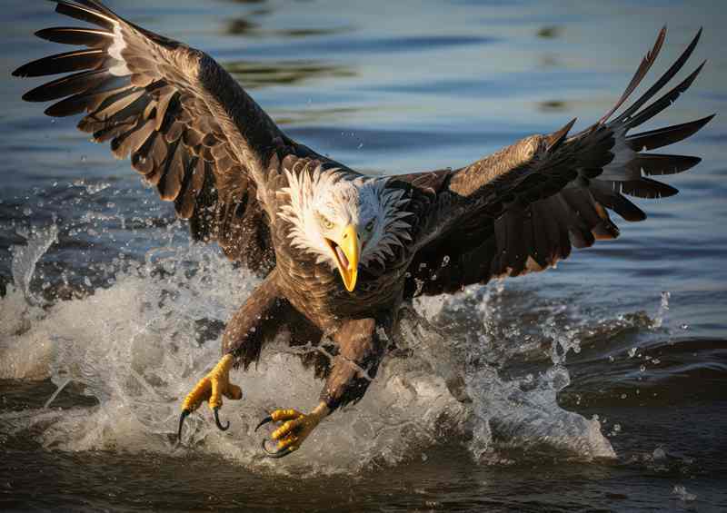 Majestic Eagle Over Water A Captivating Sight | Metal Poster