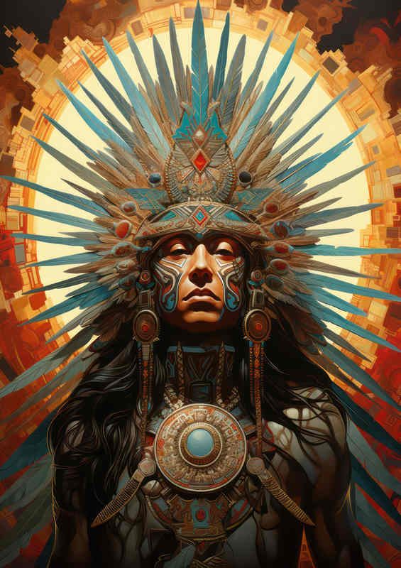 Native american warrior Battle ready | Metal Poster