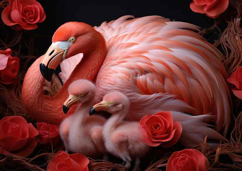 Pink Flamingo Hatchlings The Miracle of New Life | Metal Poster