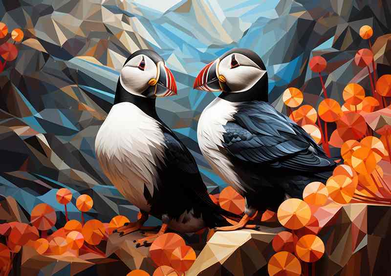 Puffin Birds The Colorful Clowns of the Sea | Metal Poster