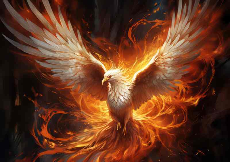 Rising from Darkness The Phoenix Soars in the Night | Metal Poster