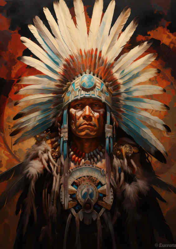 Native american warrior Cheif of the tribe | Metal Poster