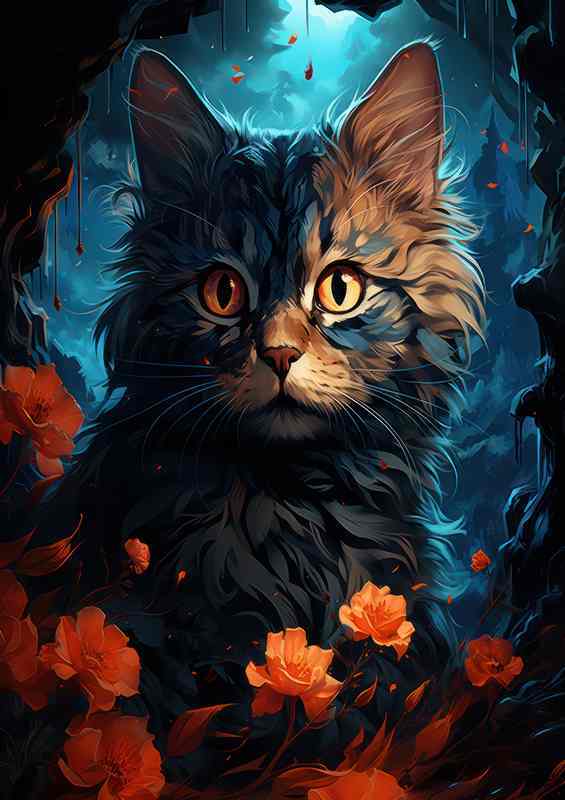 Brighten Your Day with Colorful Cat | Metal Poster
