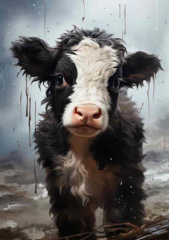 Cow Calf In the field | Metal Poster