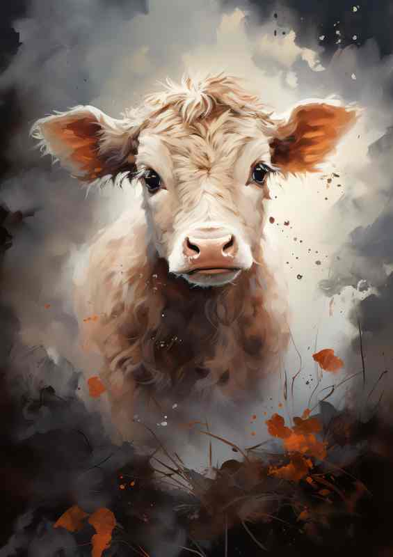 Cow Claf looking Photo ready | Metal Poster
