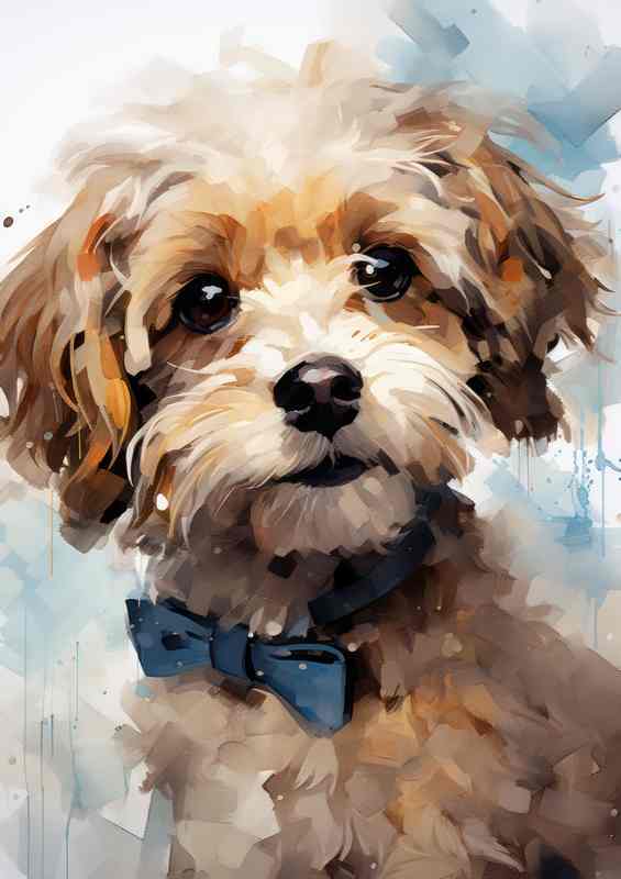 Cute Dog in a bow tie been curious | Metal Poster