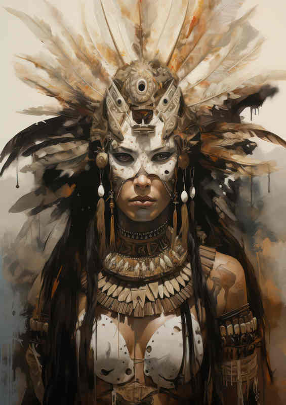 The painted Lady Warrior native american | Metal Poster