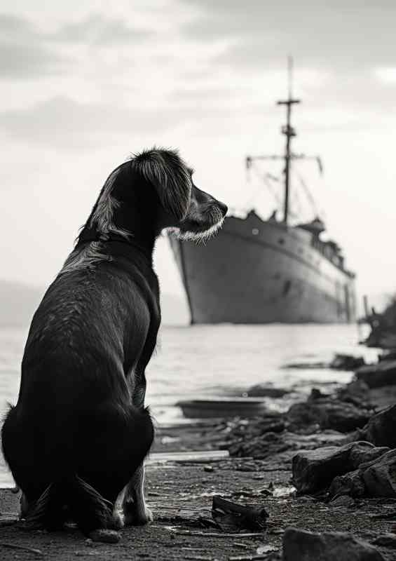 Dog at the docks waiting for his master to come home | Metal Poster