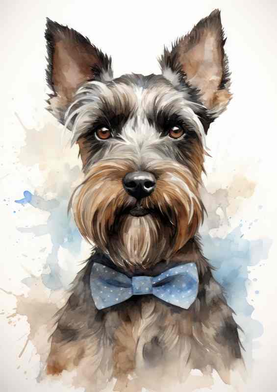 Dog in a bow tie having his picture taken | Metal Poster