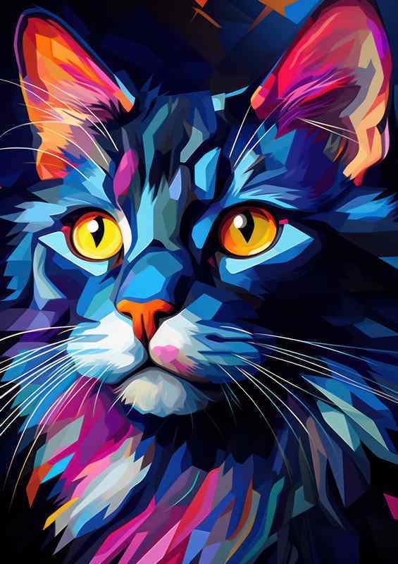 Purr fectly Colorful Cat | Metal Poster