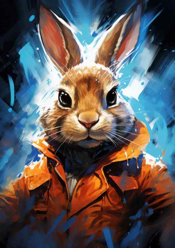 Rabbit In A painted look style | Metal Poster