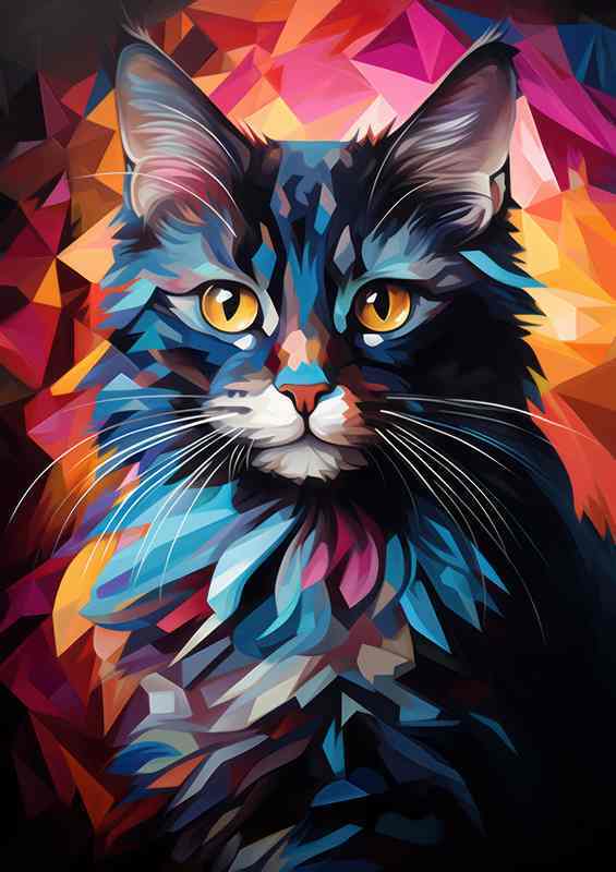The Art of Cats Exploring Colorful Feline | Metal Poster
