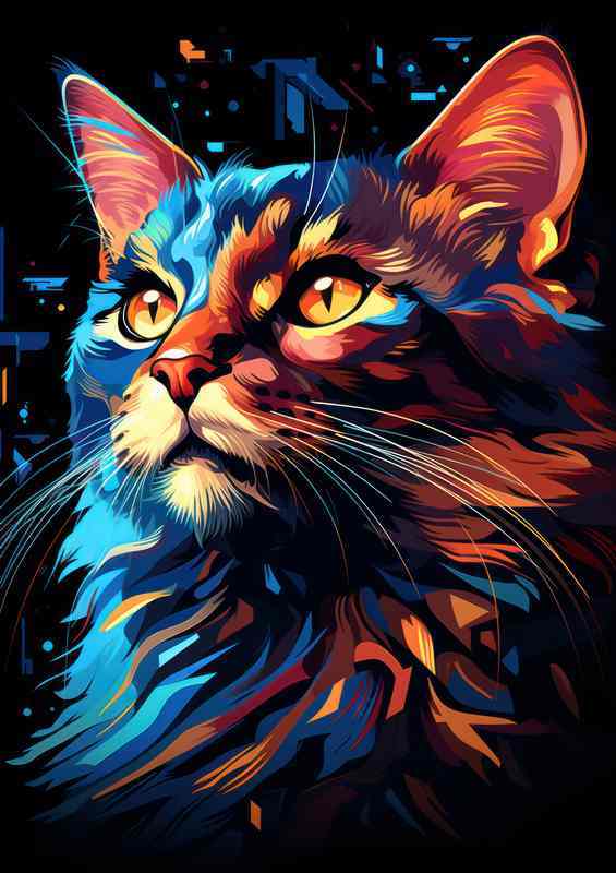 The Artistry of Colorful Cats | Metal Poster