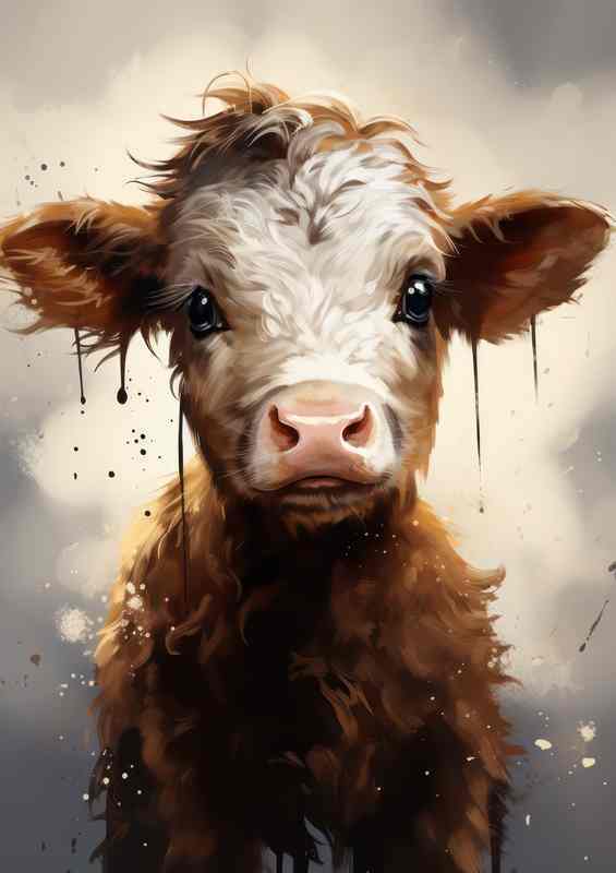 The Precious Start Calf Cows on the Farm | Metal Poster