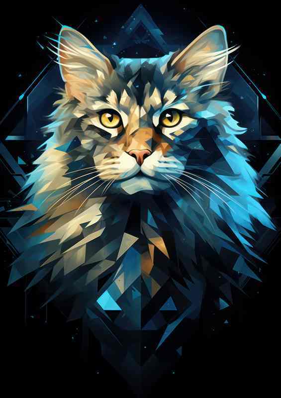 Vibrant Cats Exploring the World of Colorful Felines | Metal Poster