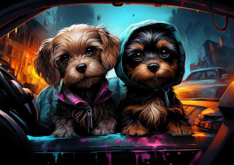 A Pair of Dogs Looking cool | Metal Poster