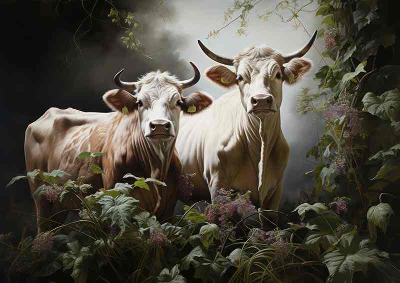 Cows Grazing in Picturesque Fields A Scenic Delight | Metal Poster