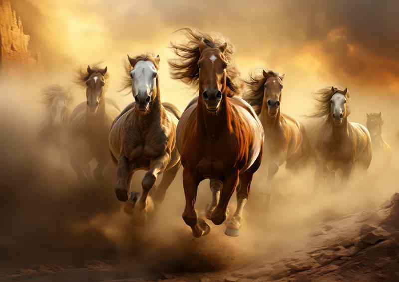 Elegance Horses in Full Gallop | Metal Poster