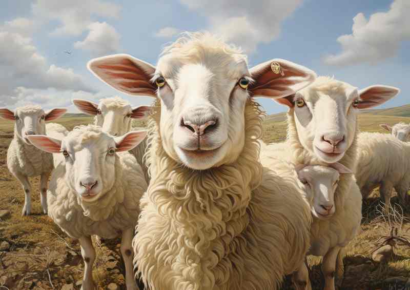 Field of Dreams Capturing Sheep Serenity | Metal Poster