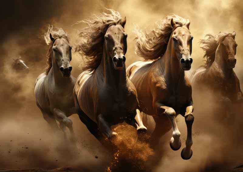 Grace in Motion Horses Running in the Dirt | Metal Poster
