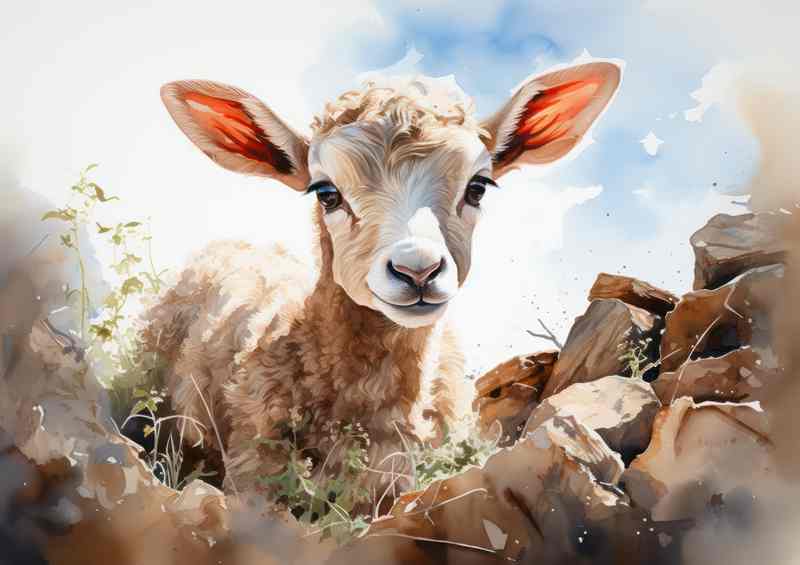 Grazing Grace Sheep on a farm | Metal Poster