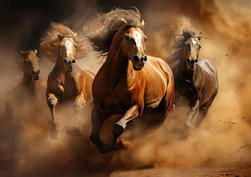 Horsepower Unleashed Dynamic Horse Racing in Dirt | Metal Poster