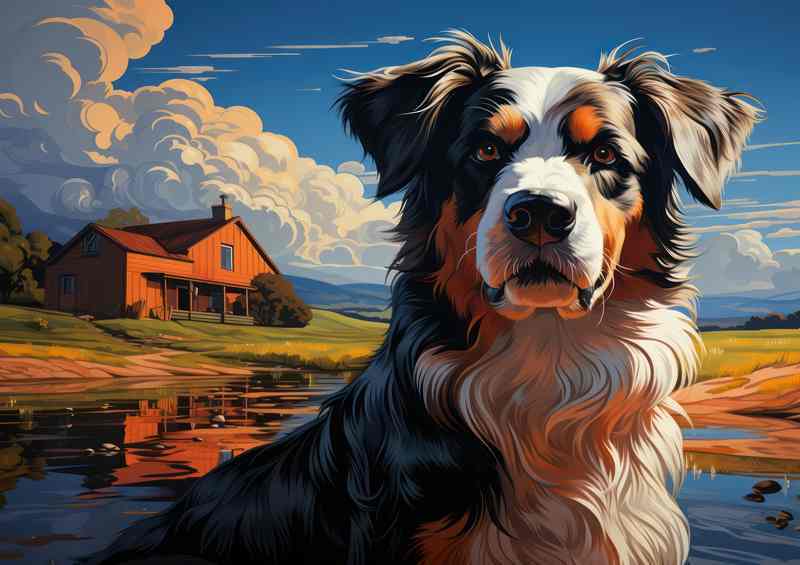 Poppie the sheep dog ready for work | Metal Poster