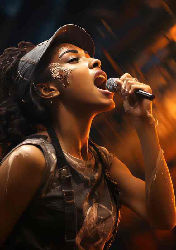 A Girl with her mic singing | Metal Poster