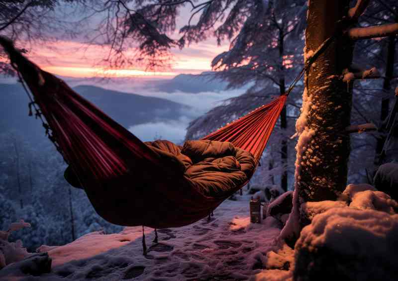 Sleeping Outdoors With A Mountain View | Metal Poster
