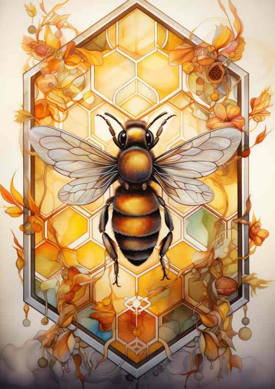 The Circle of Life Bees Flowers and the Honey Harvest | Metal Poster