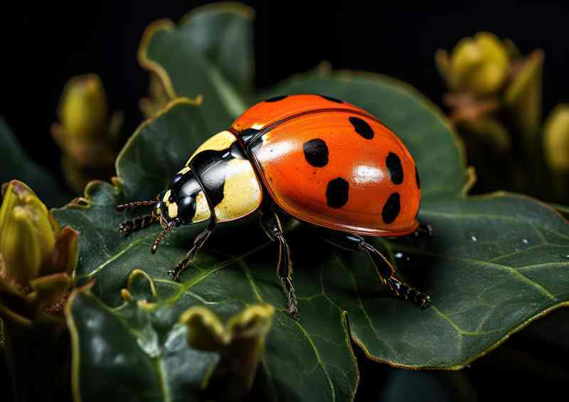 Ladybird Serenity Resting on a Leaf | Metal Poster