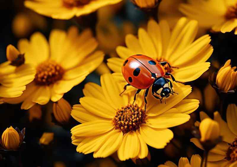 Petite Protectors Ladybugs Among the Petals | Metal Poster