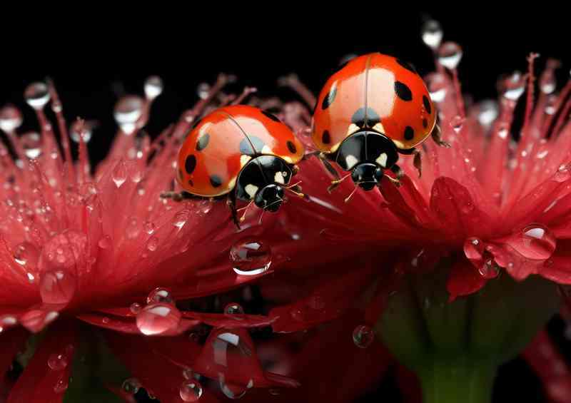 The Scarlet Wanderer Ladybug on a Flower | Metal Poster