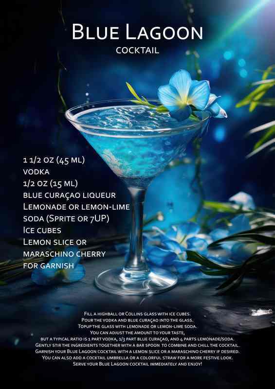 Blue Lagoon Cocktail Drink | Metal Poster