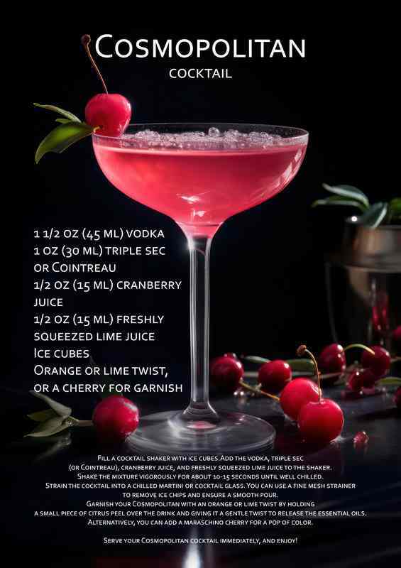 Cosmopolitan Cocktail Drink | Metal Poster