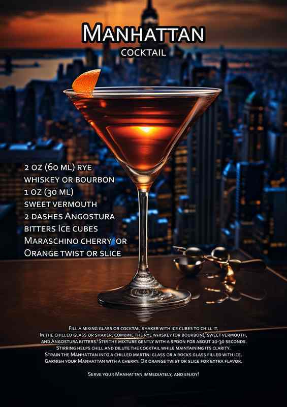 Manhattan Cocktail Drink | Metal Poster