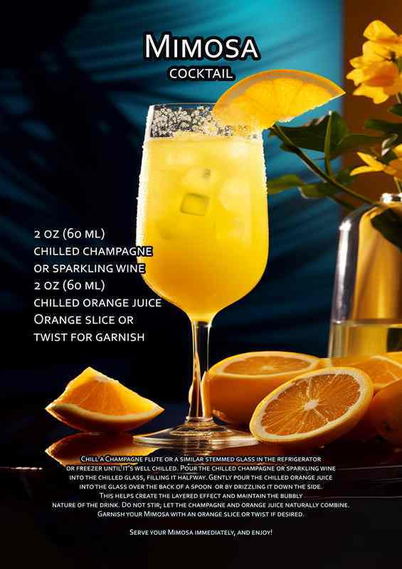Mimosa Cocktail Drink | Metal Poster