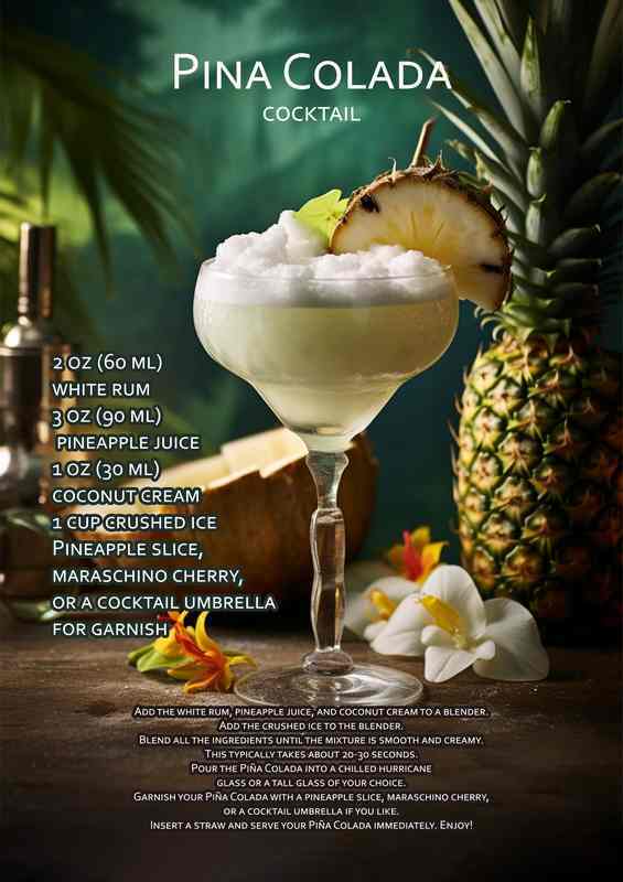Pina Colada Cocktail Drink | Metal Poster